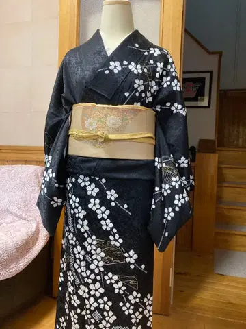 호몬기 꽃무늬 블랙 컬러