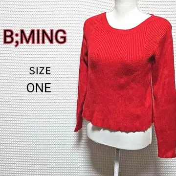 B;MING 립 니트 레드 사이즈 ONE