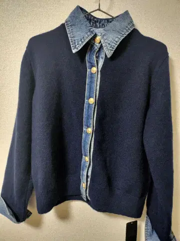 데님 절개 가디건