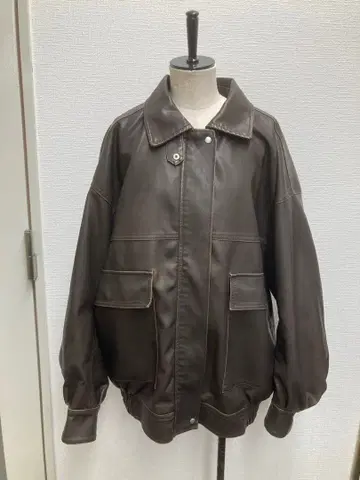 빈티지풍 인조 가죽 빅 블루종