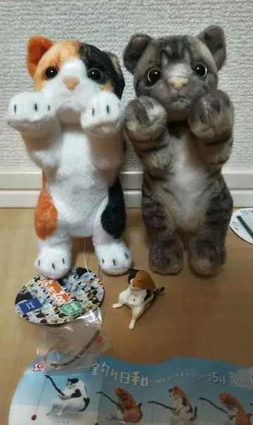 터치 zoo mini 냥코 마스코트 + 낚시 날씨 가챠 삼색 고양이