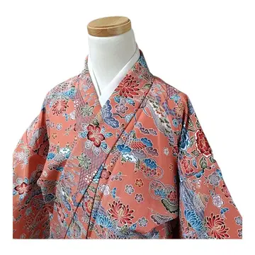 C17 치도리야 기모노 코몬 워셔블 기모노 화학 섬유 오렌지 톨 사이즈