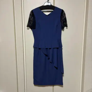 나노 유니버스 네이비 레이스 소매 페플럼 드레스