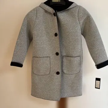 후드 부착 그레이 롱 코트 사이즈 F