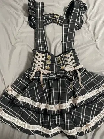 LIZLISA 사다리 체크 티어드 치마바지 그레이