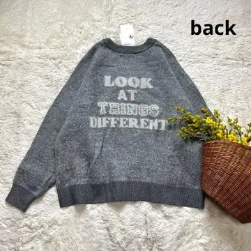 새상품 로고 가디건 페더 자카드 오버 사이즈 그레이 프리