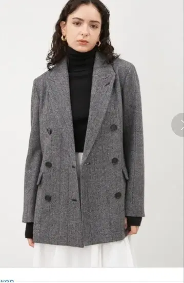 Mila Owen 울 피크드 라펠 오버 자켓 코트