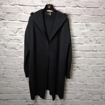 Theory 후디드 롱 가디건 블랙 니트 코트