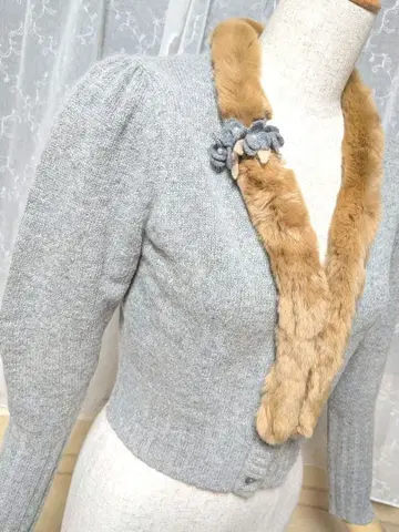 엠즈 그레이시 볼레로 가디건 38 플라워 모티브 퍼 탈부착 가능