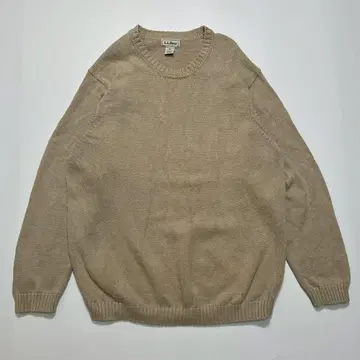 80s 엘엘빈 캐나다제 코튼 니트 스웨터 L 베이지5542