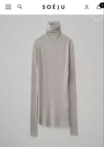 미사용 미개봉 새상품 소주 캐시미어 혼방 터틀넥 니트 TOP 그레이