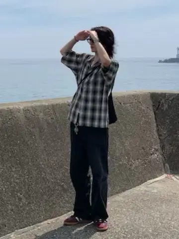 FREAKS STORE 옴브레 체크 셔츠 레이온 오픈 카라