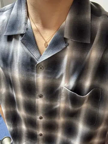 FREAKS STORE 옴브레 체크 셔츠 레이온 오픈 카라
