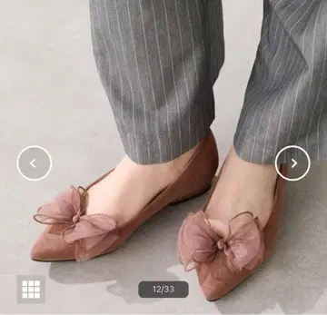 오리엔탈 트래픽 리본 포함 브라운 플랫슈즈 더스티 핑크