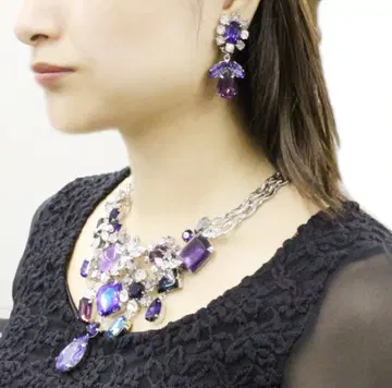 프랑스제 크리스탈 플라워 목걸이 & 귀찌 필립 페랑디스