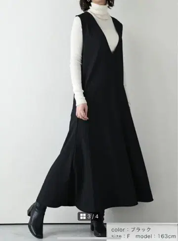 블랙 슬리브리스 롱 원피스 F 사이즈