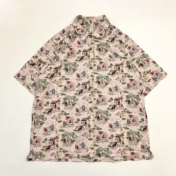 빈티지 빨간 망토 오버 사이즈 반팔 셔츠 루즈핏