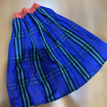 스타일 씨 파랑과 그린 스트라이프 플레어 스커트 정가 15290엔