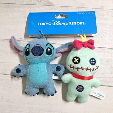 스티치와 제로의 봉제 인형 키링 세트 인형 배지