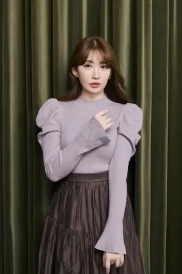 하립투 Volume Sleeve Rib Knit Top M