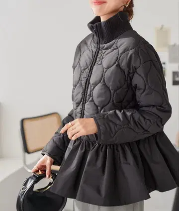 페플럼 퀼팅 블루종