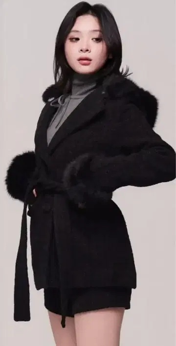 andwang Twinkle Button Tweed Coat black