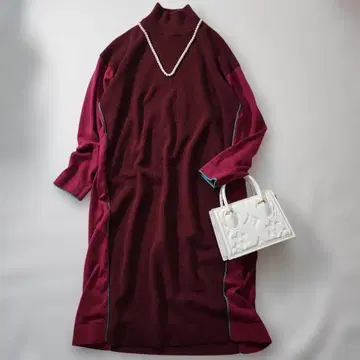 새상품급 PS 폴스미스 울 혼방 맥시 니트 원피스 와인 레드