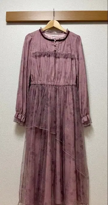 axes femme 롱 기장 레이스 원피스 핑크 긴팔 M 사이즈