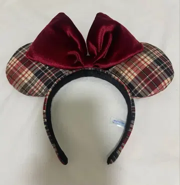 미니 마우스 체크 무늬 머리띠