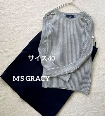M'S GRACY 고급 펄 신축성 좋음 리브 티셔츠 깔끔 사이즈 40
