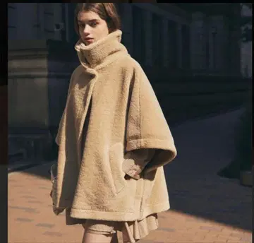 코코딜 보아 케이프 코트 플리스 판초 스타일 그레이