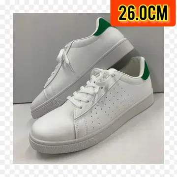 26.0cm 새상품 남성용 스니커즈 경량 인조 가죽 신발 화이트 그린