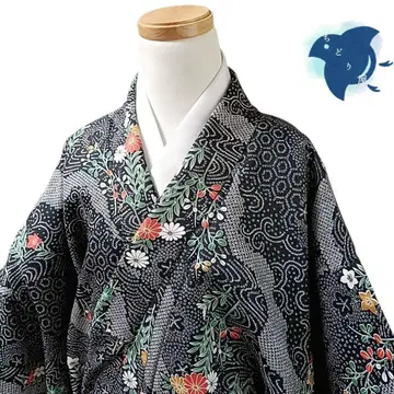 C17 치도리야 기모노 코몬 워셔블 기모노 화학 섬유 블랙 톨 사이즈