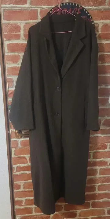 선착순! 다크 브라운 롱 코트 허리 리본 포함