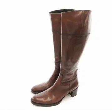 프랑코 마르티니 롱 부츠 가죽 힐 사이드 지퍼 37 브라운