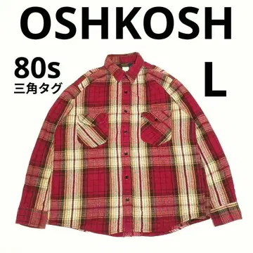 80s 오슈코시 뱀 무늬 체크 플란넬 셔츠 빈티지