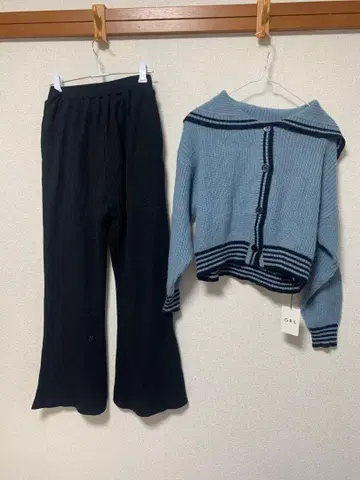 GRL 니트 셋업 파랑 블랙