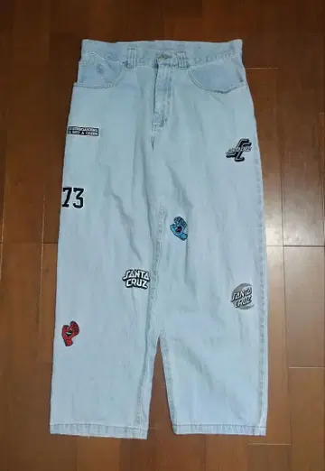 SANTA CRUZ 산타크루즈 패치풍 자수 데님 청바지 M