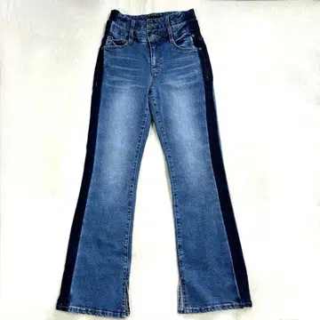 컨디션 최상 인디 마크 플레어 데님 더블 허리 사이드 라인 슬릿 S