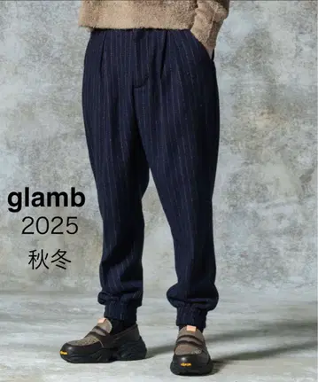 [미사용에 가까움] glamb 디폼 트위드 슬랙스 S 네이비