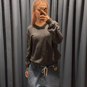 [ 무료배송 ] USA 구제 의류 타미힐피거 무지 코튼 니트 V넥