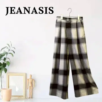 zG331 [ F ] JEANASIS 와이드 팬츠 체크 무늬 하이웨스트