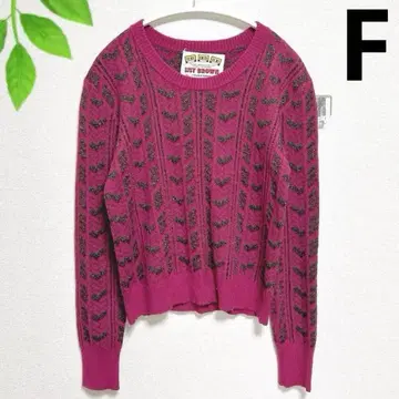 릴리 브라운 F 짙은 핑크 숏 기장 긴팔 니트 스웨터 올 패턴