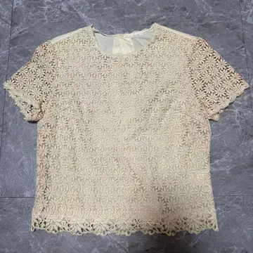 L'EST ROSE 레이스 반팔 블라우스 크림 g16
