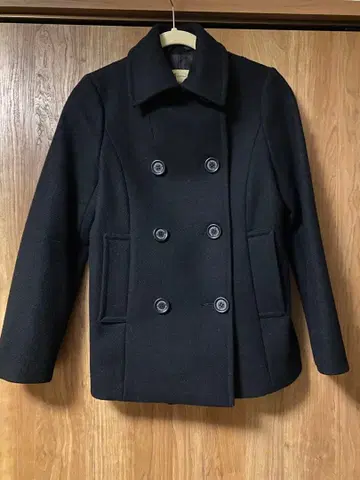 울 피 코트 블랙