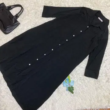 새상품급 레리움 저널 스탠다드 롱 셔츠 원피스 블랙 루즈핏 F