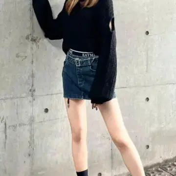 EATME 로고 데님 스커트