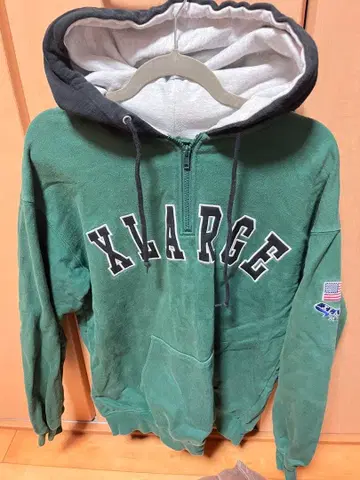 XLARGE 집업 후드티 M 그린/그레이