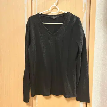 BERNINGS 블랙 V넥 긴팔 셔츠 M