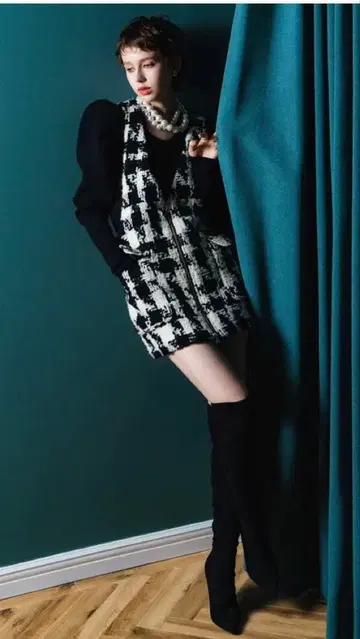 sheller 셰리에 깅엄 트위드 점퍼 스커트